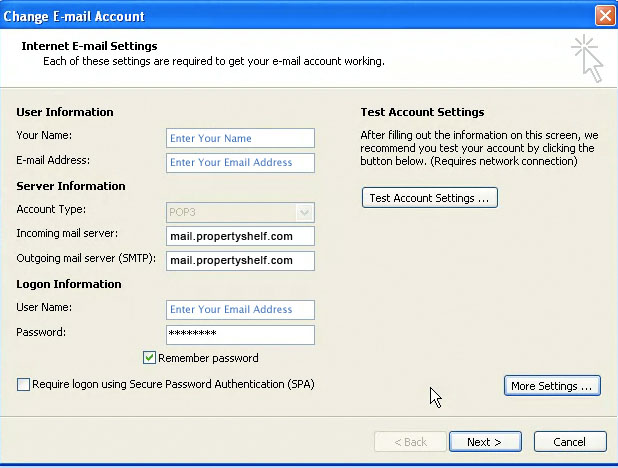 Outlook Setting Step 1